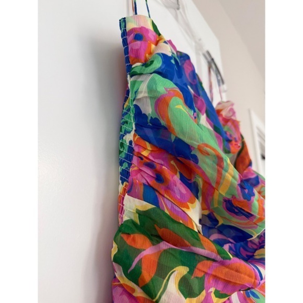 Amanda Uprichard Lumiere Silk Midi Dress Multicolor Floral Paisley CH-22660FD M - Picture 9 of 15